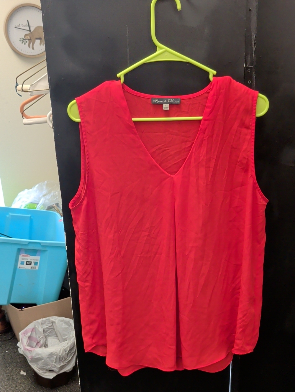 Rose & Olive Red V-Neck Sleeveless Blouse